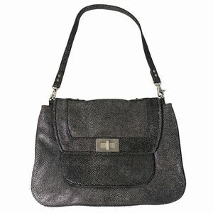 Rare Rebecca Minkoff Covet Convertible Satchel Black Stingray Embossed Suede Bag